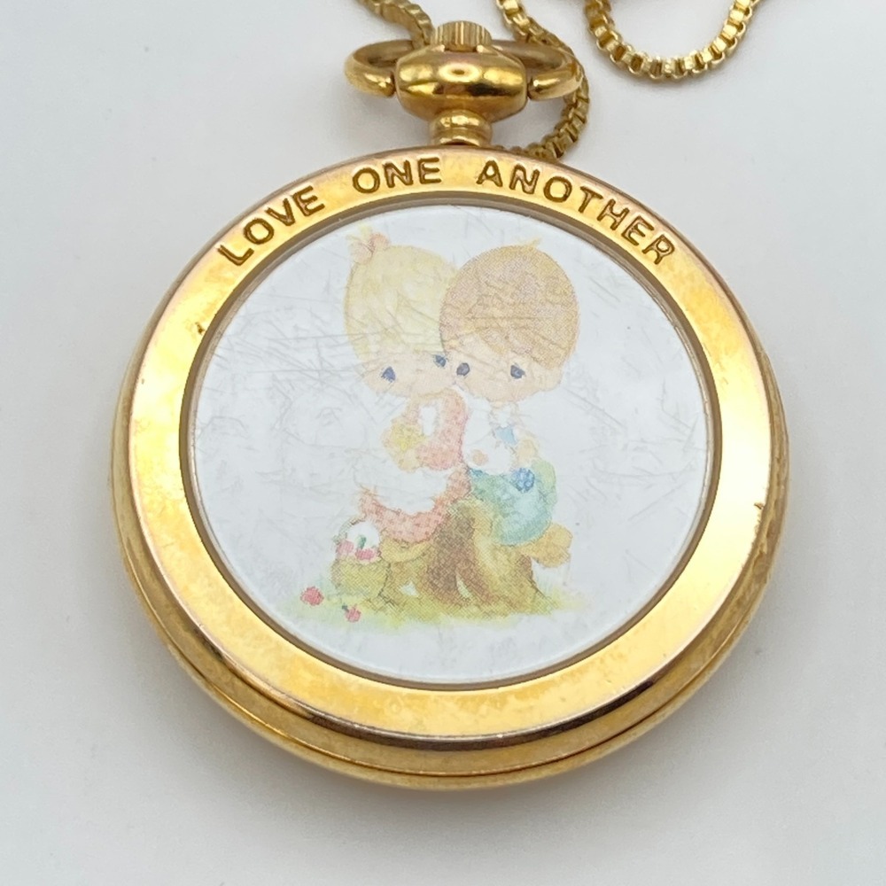 Vtg Valdawn Precious Moments Necklace Pendant Watch Gold Tone w/Chain New Batter